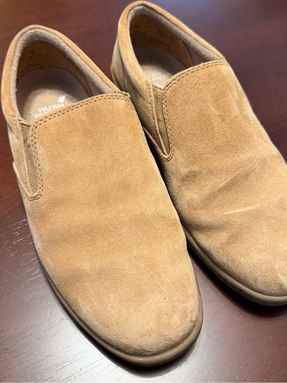 Hush Puppies Men's Suede Slip-On Loafers in Light Brown 7
